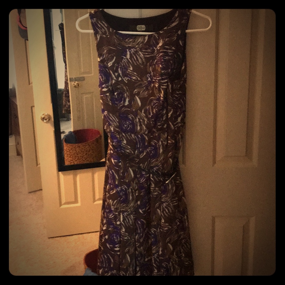 Eva Franco brown and purple dress w belt & pleats
